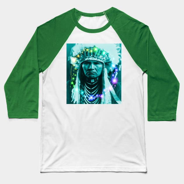 Magical Native American Chief Baseball T-Shirt by icarusismartdesigns